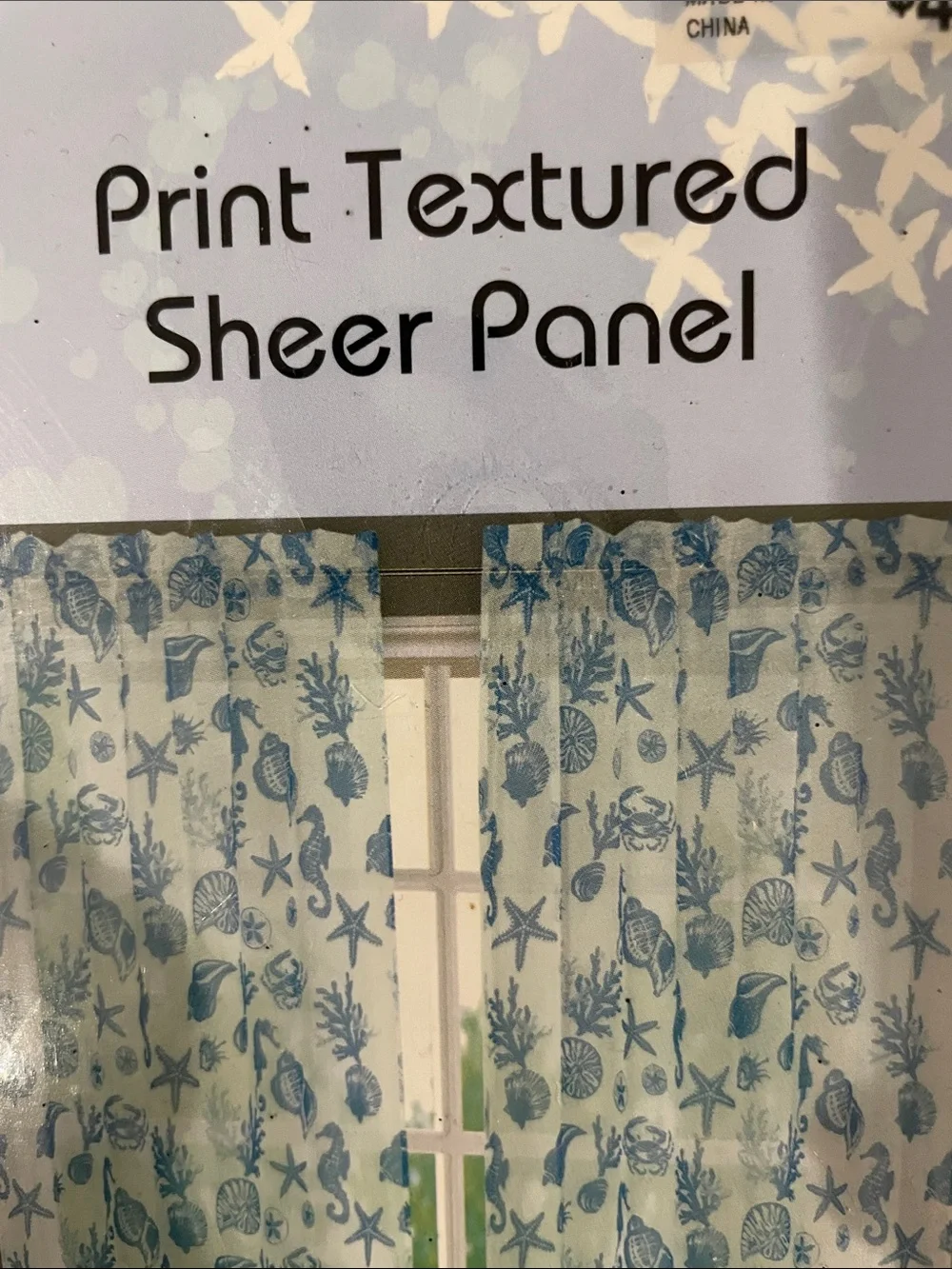 Boat Print Sheer Panel Curtains - Set of 2